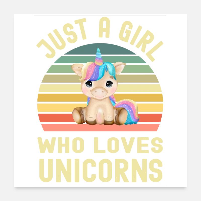 Einhorn Einhörner - Poster 60x60 cm - Weiß