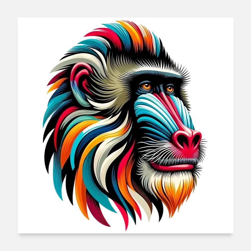 Singe mandrill Poster 60 x 60 cm