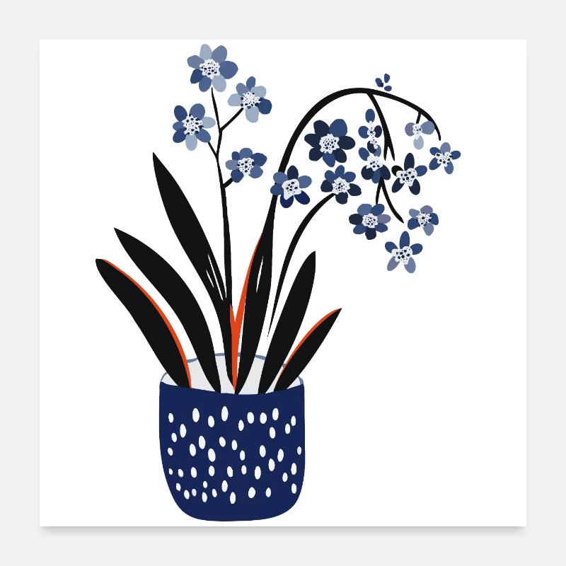Conception de plante mignonne - Poster 60 x 60 cm - blanc