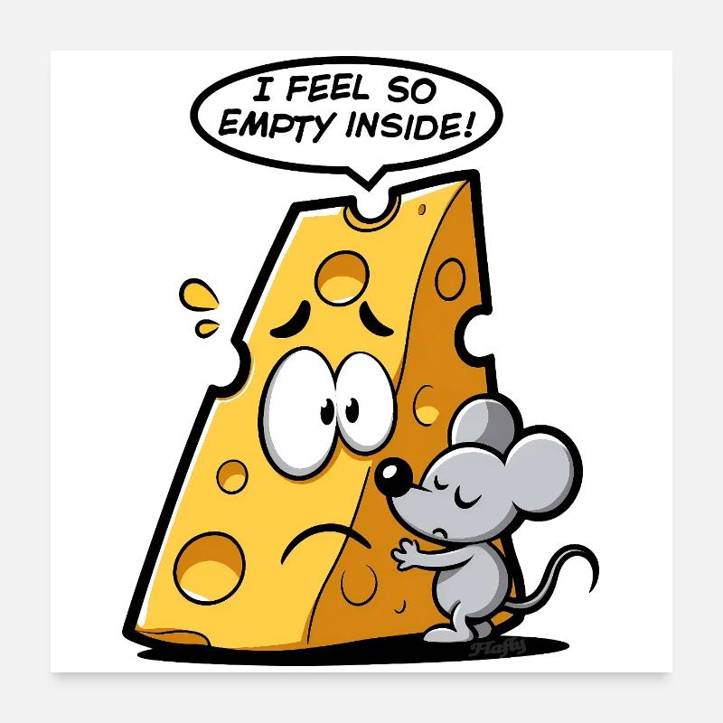 Cheese in existential crisis 🧀🐭 Poster 24" x 24" (60x60 cm)