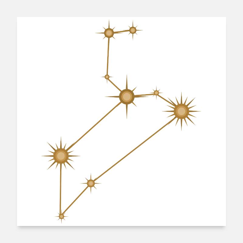 Sternbild Löwe Sternzeichen Sternzeichen Golden Poster 60x60 cm