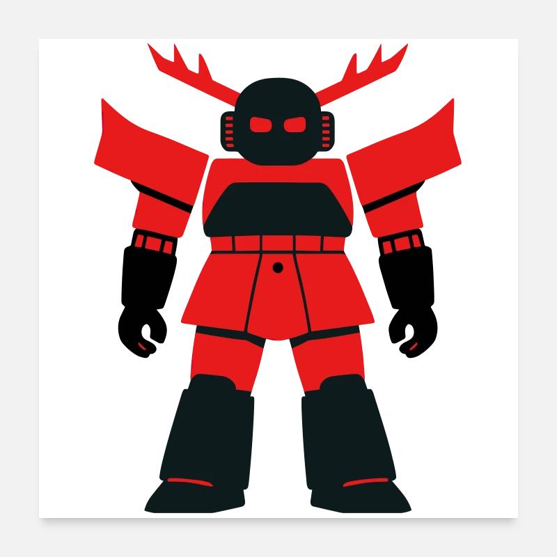 Samurai Robo mit Geweih Poster 60x60 cm