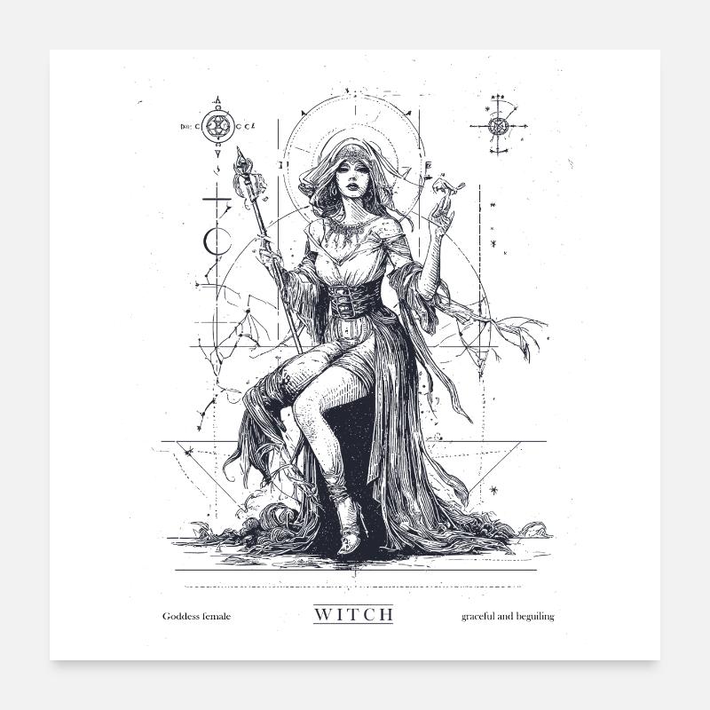 Mystical witch with magic wand Poster 24" x 24" (60x60 cm)