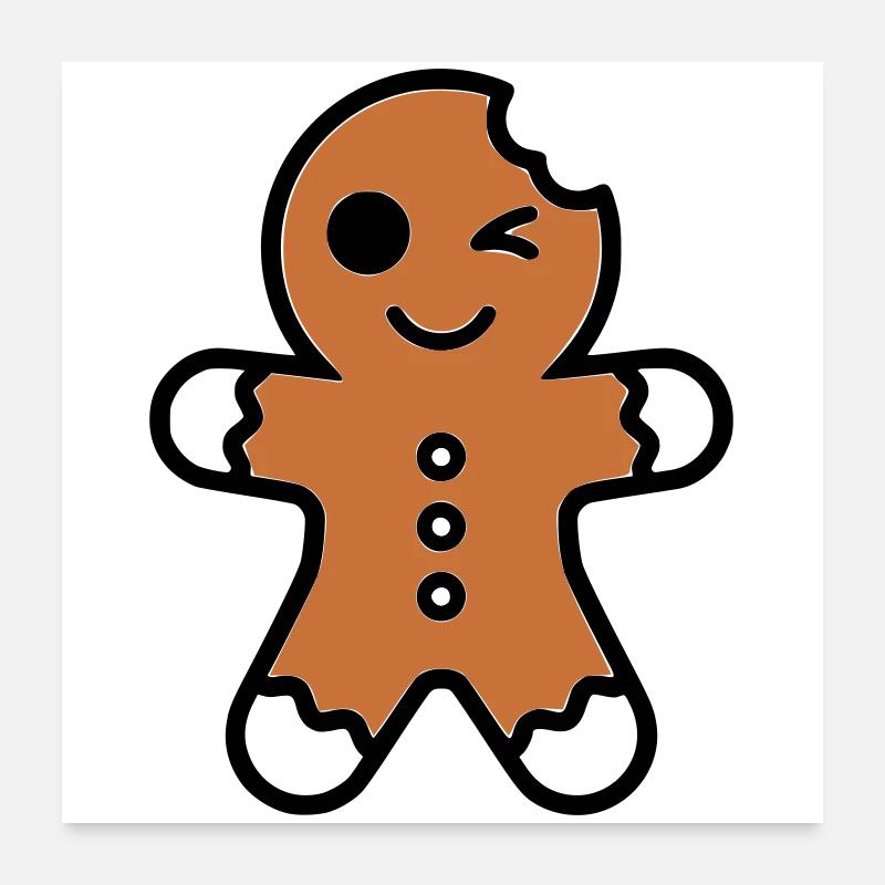 Funny bitten gingerbread man christmas Poster 24" x 24" (60x60 cm)