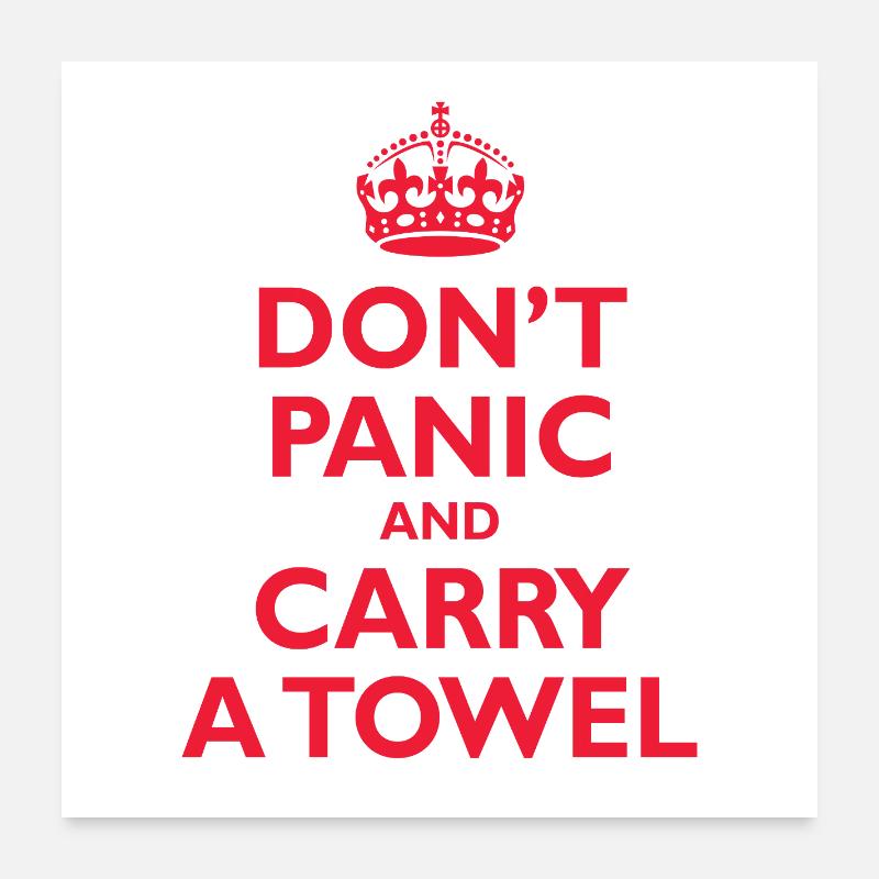 Don’t Panic and Carry a Towel Poster 24" x 24" (60x60 cm)