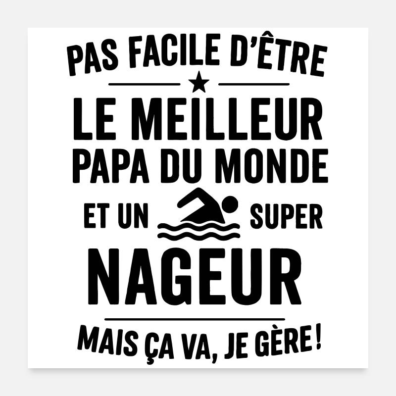 Natation – Super Papa Nageur Poster 60 x 60 cm