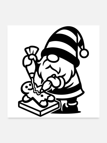 Gingerbread Baking Gnome - Poster 24" x 24" (60x60 cm) - white - Front