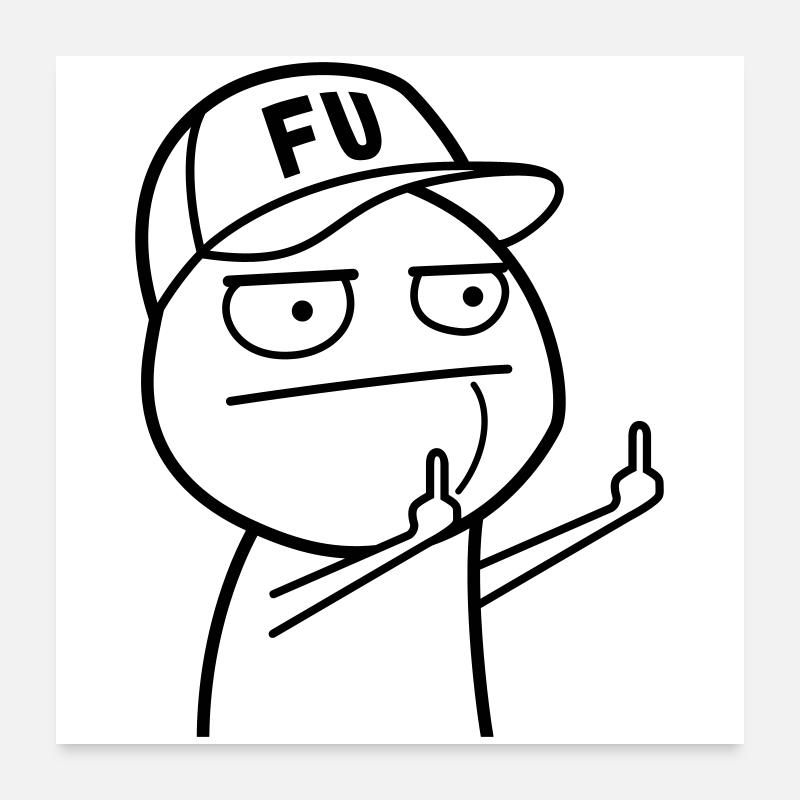 FU Meme avec casquette de baseball (couleur changeable) Poster 60 x 60 cm