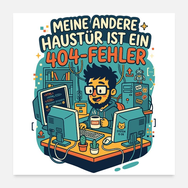 Programmierer 404 Fehler Humor Poster 60x60 cm