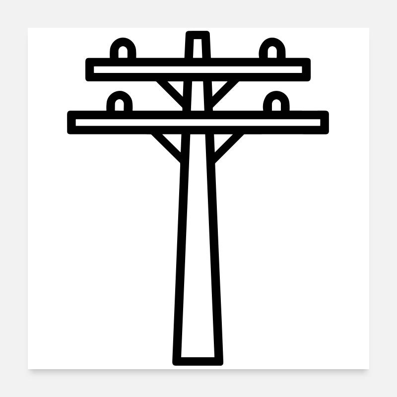 poteau électrique Poster 60 x 60 cm