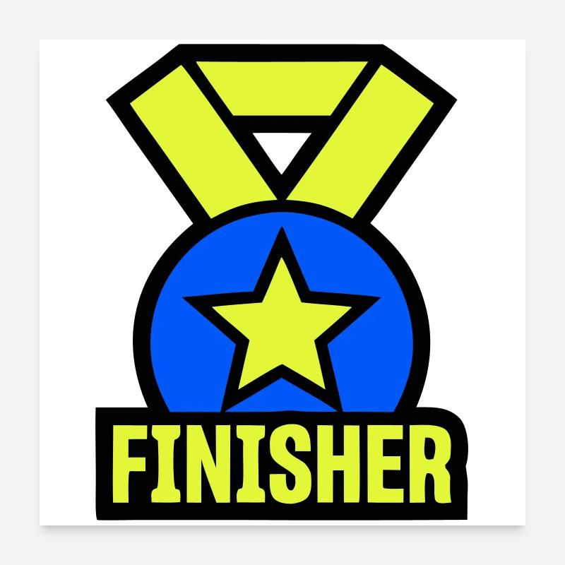Stolzer Finisher Medaille Stern Poster 60x60 cm