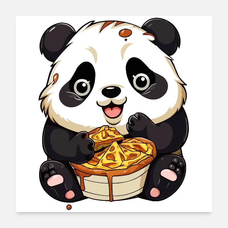 Kuschelpanda mit Waffel Poster 60x60 cm