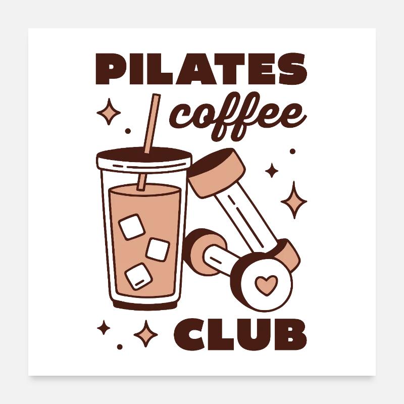 Pilates-Eiskaffee-Latte-Mädchen-Ästhetik Poster 60x60 cm
