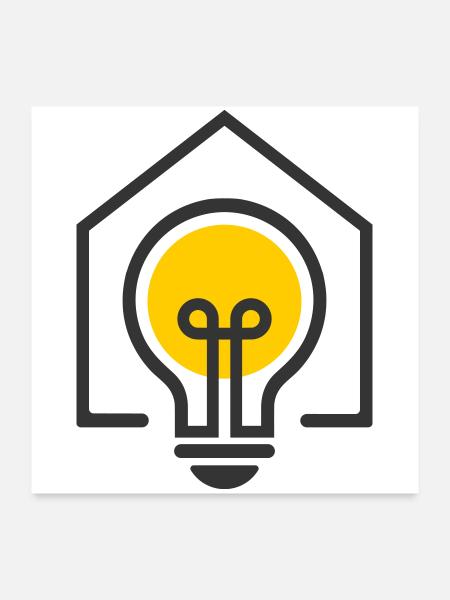 Electrician House Light Bulb Motif - Poster 24" x 24" (60x60 cm) - white - Front