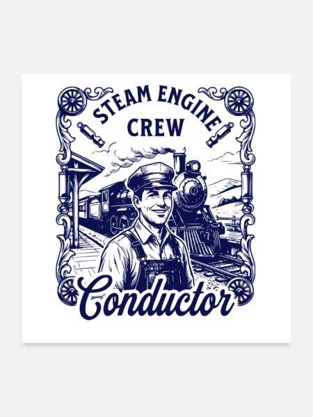 Nostalgia Steam Locomotive Motif - Poster 24" x 24" (60x60 cm) - white - Front