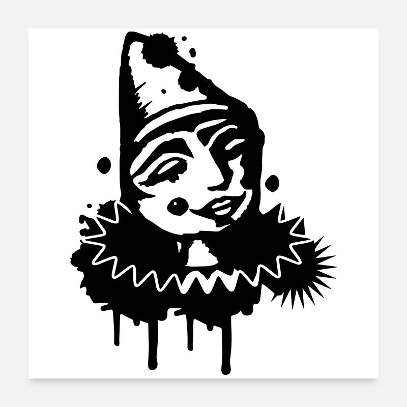 Porträt eines melancholischen Clowns als Graffiti Poster 60x60 cm
