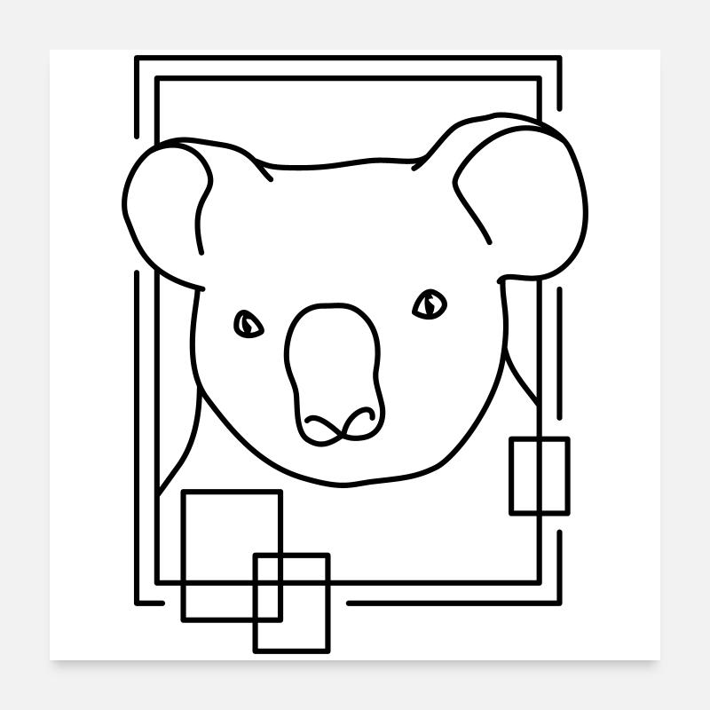 Koala en forme géométrique - Conception d’art au trait Poster 60 x 60 cm