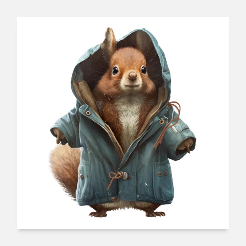 Design mit einem Eichhörnchen was eine Jacke trägt Poster 60x60 cm
