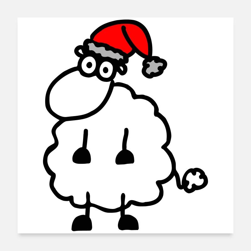 Schafe Weihnachten 2 - Poster 60x60 cm - Weiß