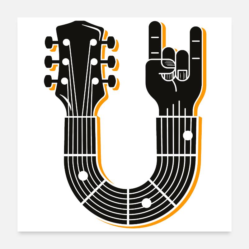 Bold Guitar Neck Hand Sign Design Poster 24" x 24" (60x60 cm)