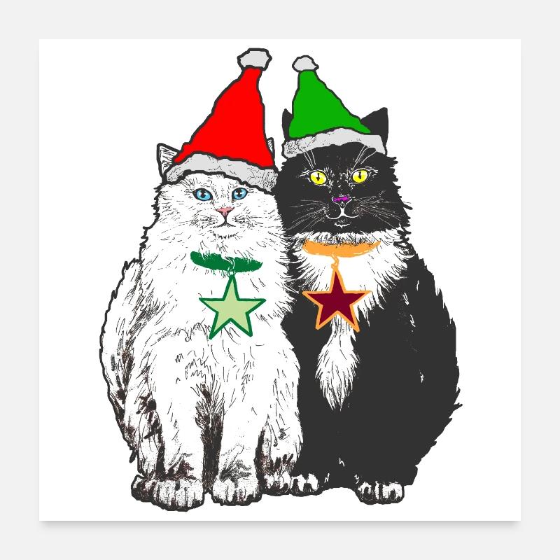 DIE WEIHNACHTSKATZEN - Poster 60x60 cm - Weiß