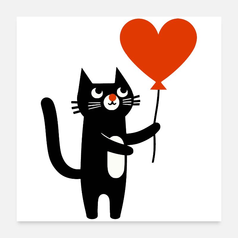 Le chat et le ballon Poster 60 x 60 cm