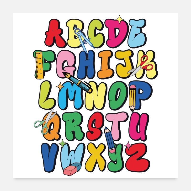 Design ABC créatif pour l’école et l’art Poster 60 x 60 cm