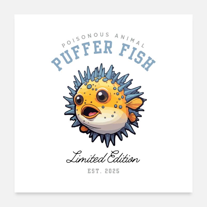 puffer fish with spines on its body inflating Poster 24" x 24" (60x60 cm)
