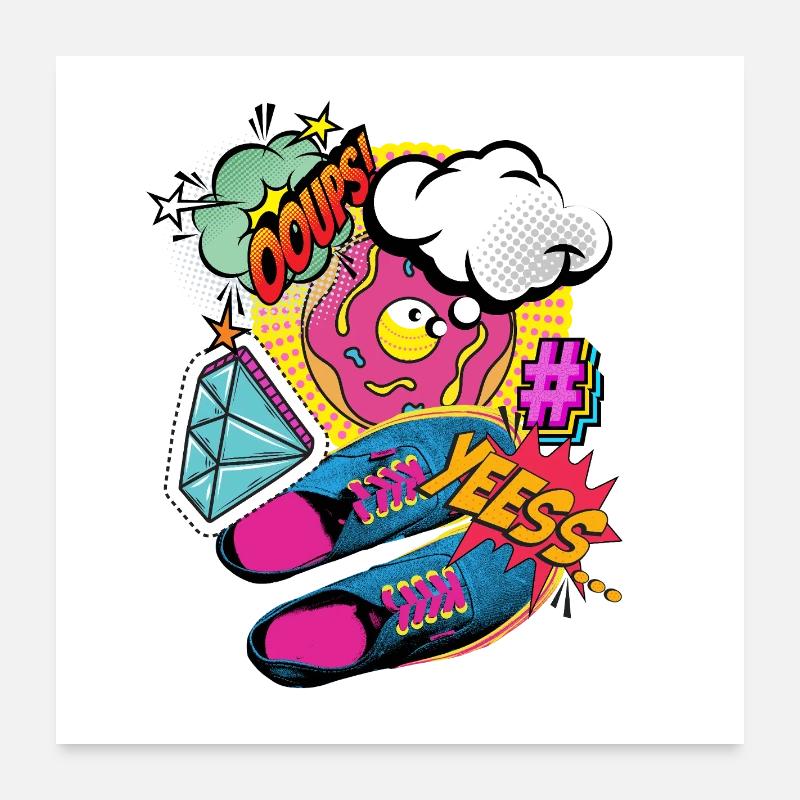 YEESS! - Colorful pop art & comic book explosion Poster 24" x 24" (60x60 cm)