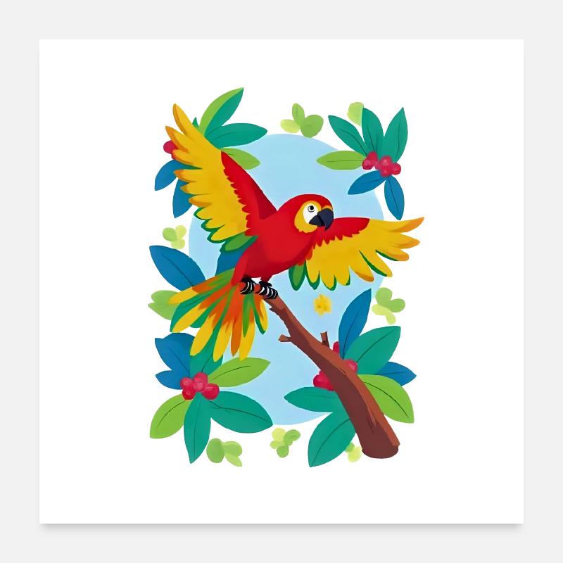Colorful Tropical Parrot Poster 24" x 24" (60x60 cm)