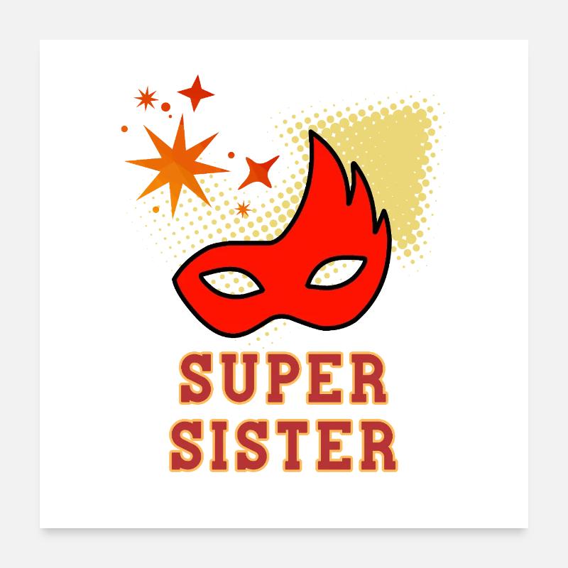Super-Schwester - Poster 60x60 cm - Weiß