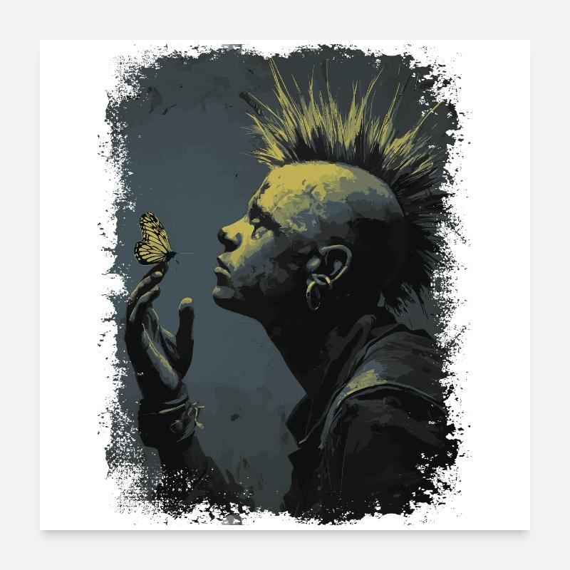 Punk rocker montres papillon Poster 60 x 60 cm