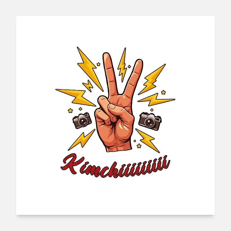 Sag Kimchiiiiii – Victory Hand Corée Fun Design Poster 60 x 60 cm