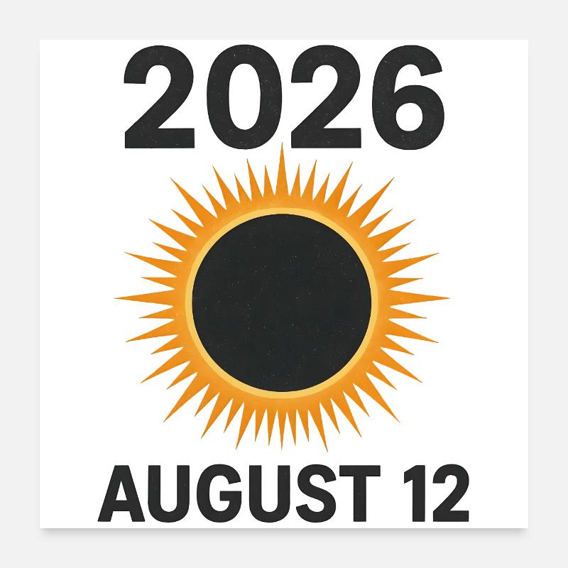 12 août 2026 - éclipse totale de Soleil Poster 60 x 60 cm