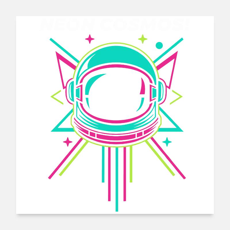 Casque d’astronaute néon Retro Space Poster 60 x 60 cm