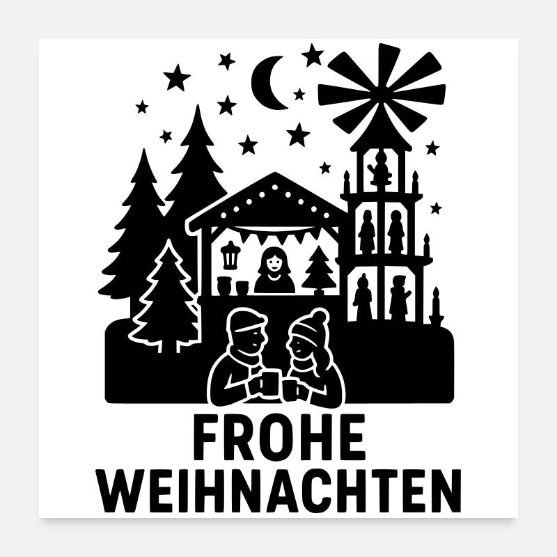 frohe weihnachten weihnachtsmarkt Poster 60x60 cm
