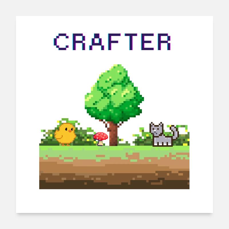 Aventure en forêt de Pixel Crafter Poster 60 x 60 cm
