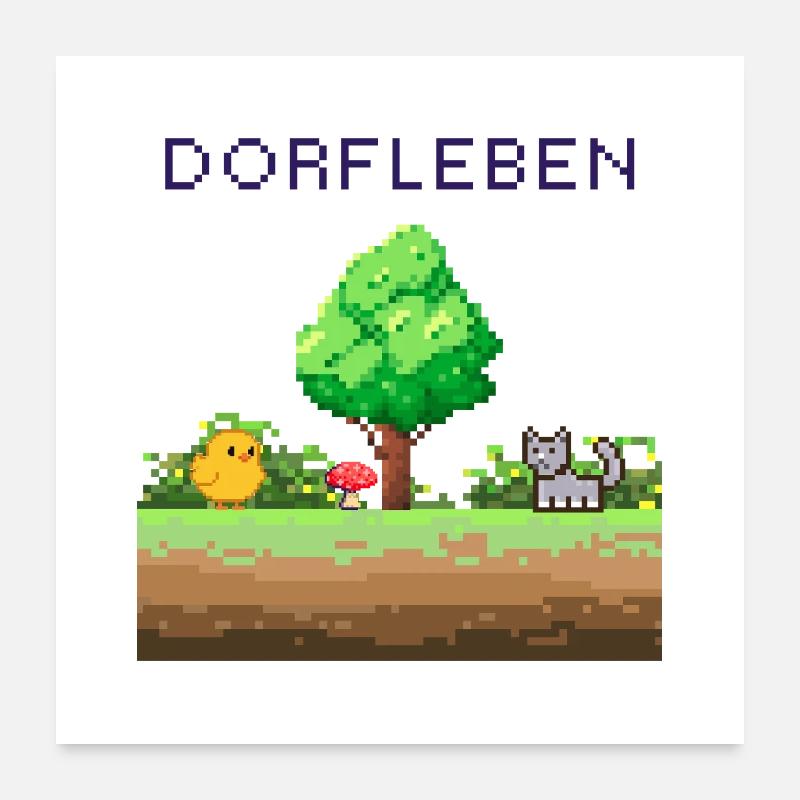 Dörflleben Pixelwelt - Poster 24" x 24" (60x60 cm) - white
