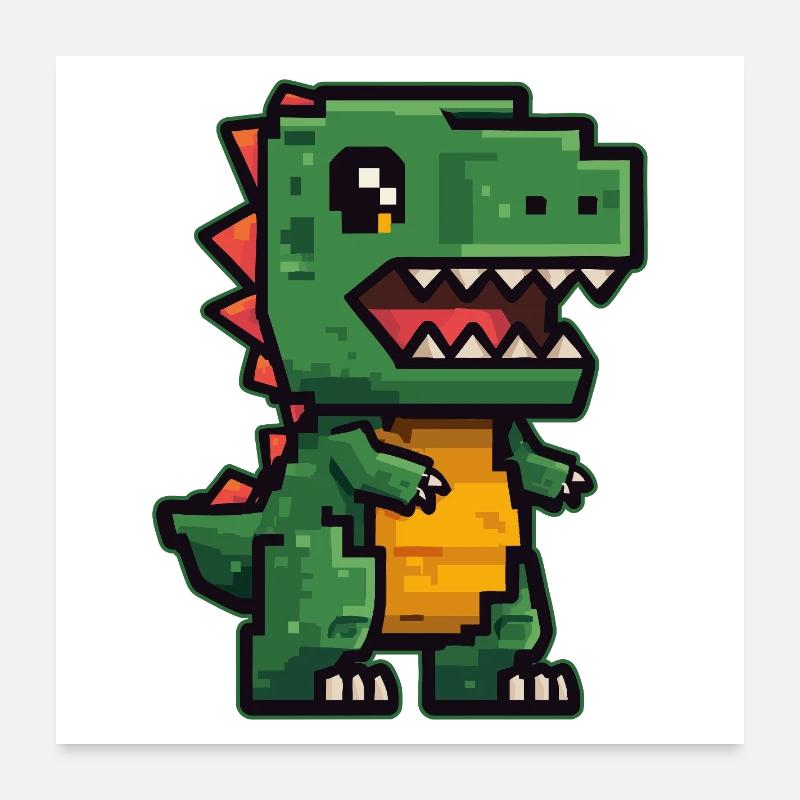 Süßer Pixel-Dino im Retro Look Poster 60x60 cm
