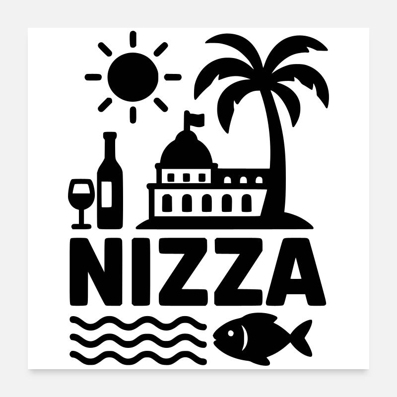 nizza  - Poster 60x60 cm - Weiß