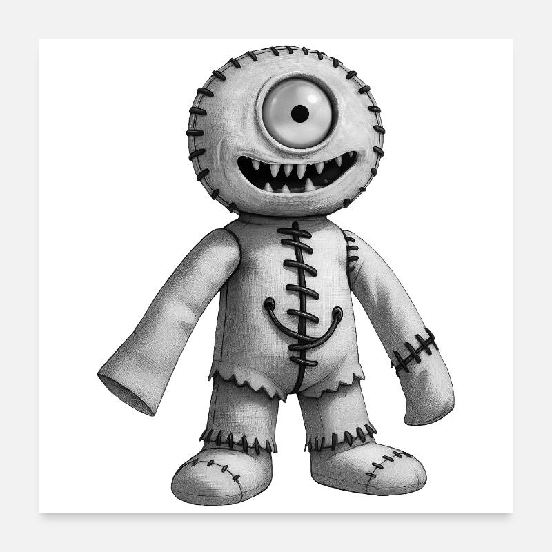 MONSTER DOLL #2 [Black & White] Poster 24" x 24" (60x60 cm)