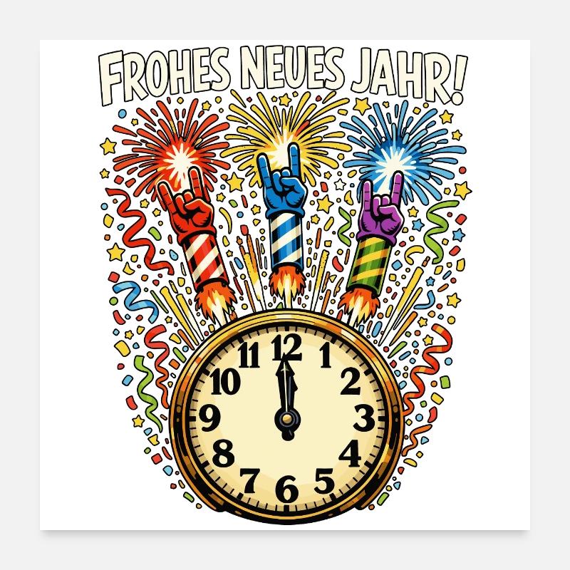 Frohes Neues Jahr Rock N Roll Geschenk 2025 Poster 60x60 cm