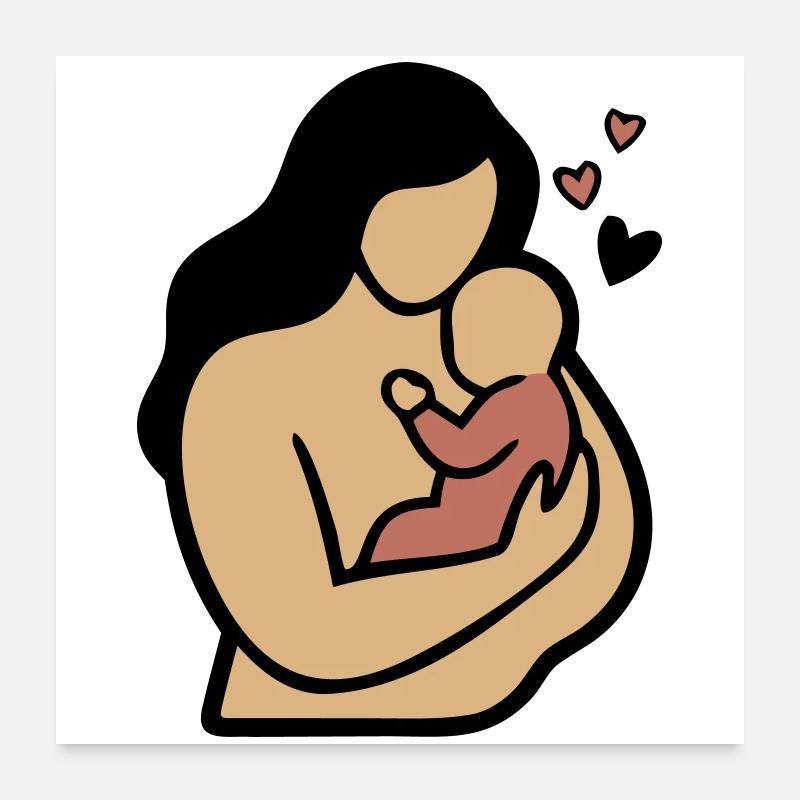 Mom Baby Hug Boho Poster 24" x 24" (60x60 cm)