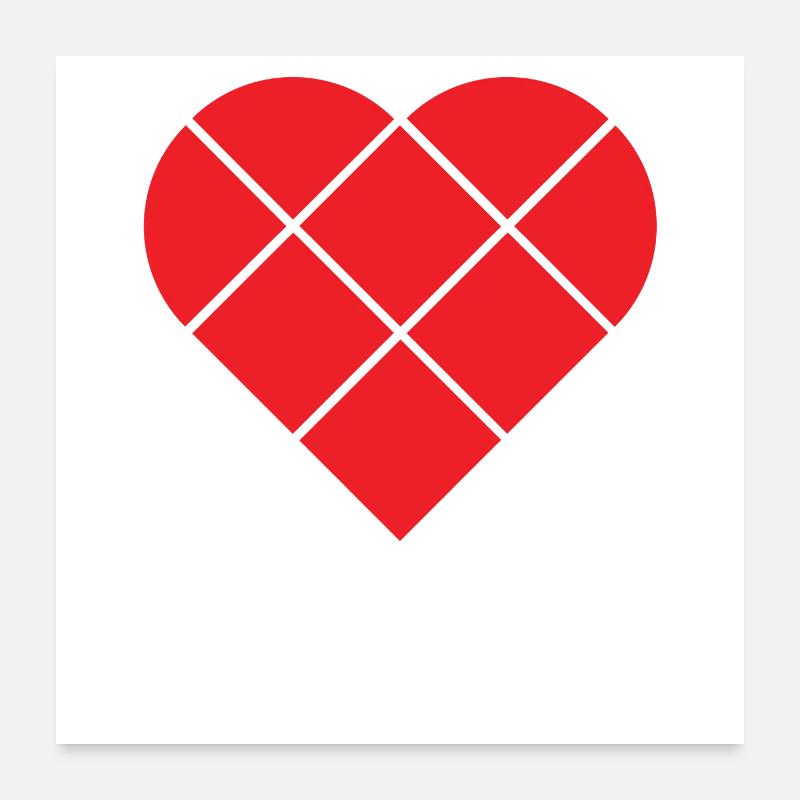 Klemmbausteine Herz: I Love Bricks Poster 60x60 cm