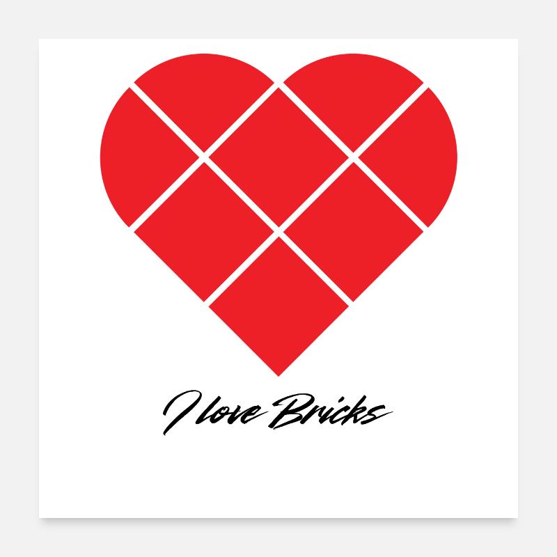 Klemmbausteine Herz Poster 60x60 cm