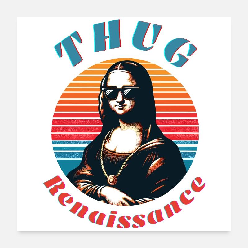 Mona hipster à l’ambiance rétro Poster 60 x 60 cm