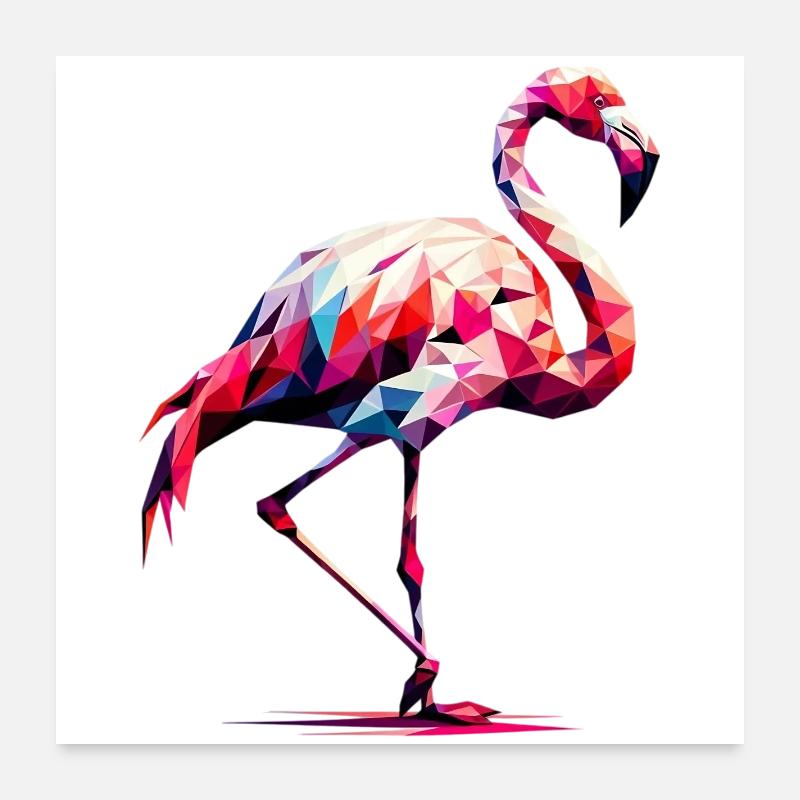Polygonaler Flamingo Poster 60x60 cm