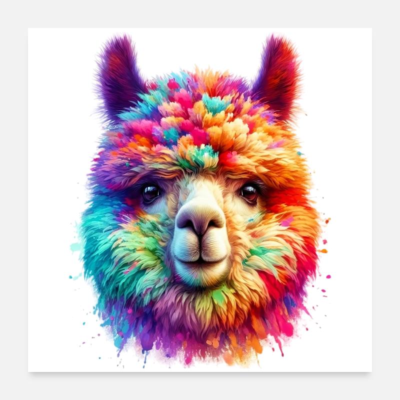 Alpaka - Poster 60x60 cm - Weiß