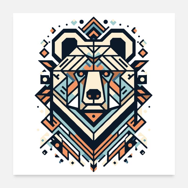 Abstrait Animal Bear 2 Poster 60 x 60 cm