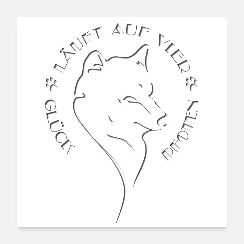 Silhouette de chien élégante avec message Poster 60 x 60 cm